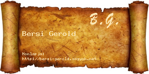 Bersi Gerold névjegykártya